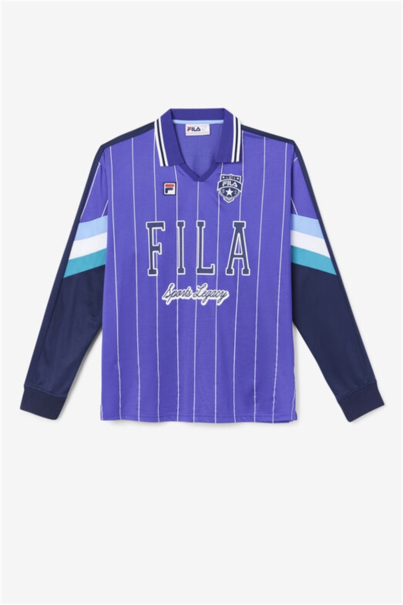 Blue / White / Blue Men\'s Fila Kay Goalie Jersey | Saudi Arabia-612594