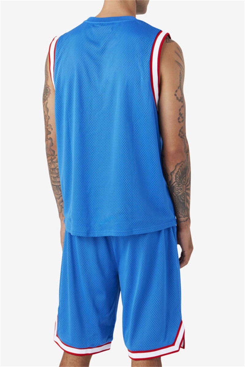 Blue / White / Red / Gold Men's Fila Ovi Basketball Jersey | Saudi Arabia-604195