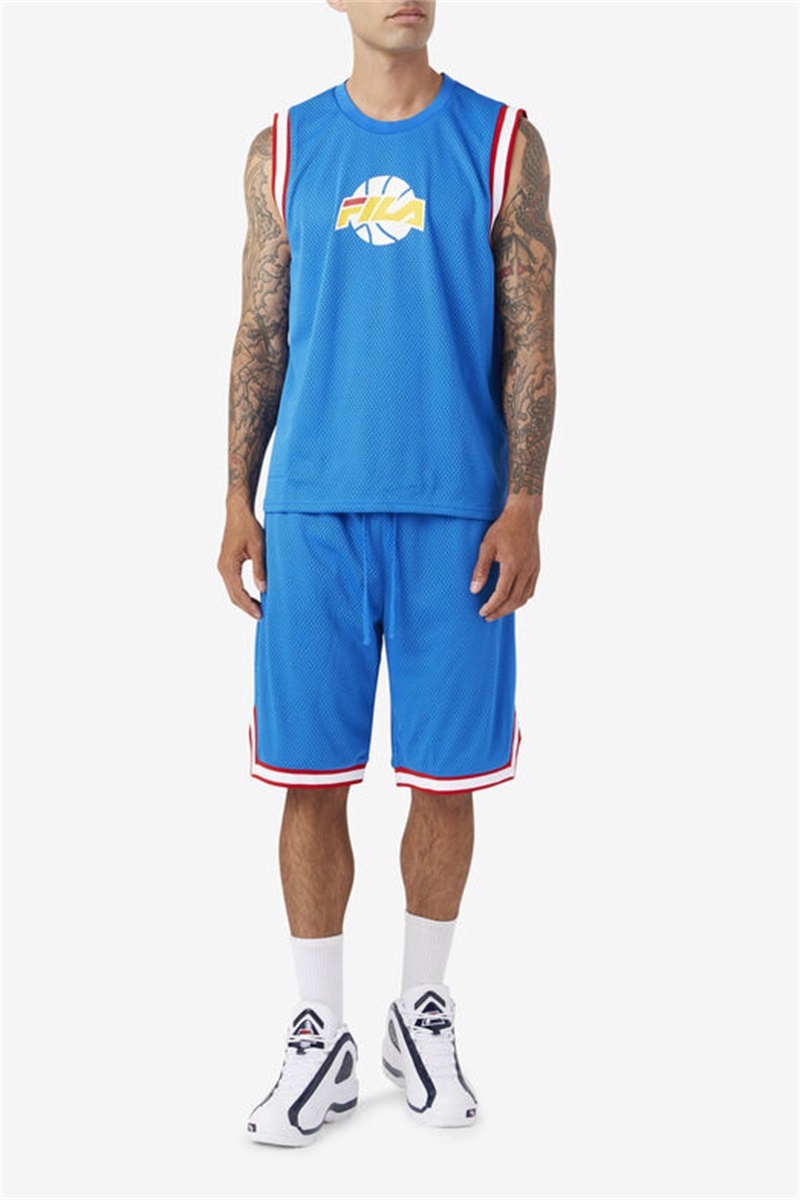 Blue / White / Red / Gold Men's Fila Ovi Basketball Jersey | Saudi Arabia-604195