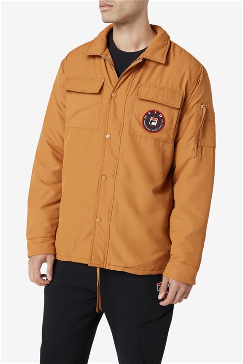 Brown Men's Fila Nile Shacket Windbreaker | Saudi Arabia-817654