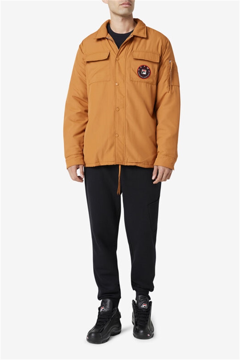 Brown Men's Fila Nile Shacket Windbreaker | Saudi Arabia-817654