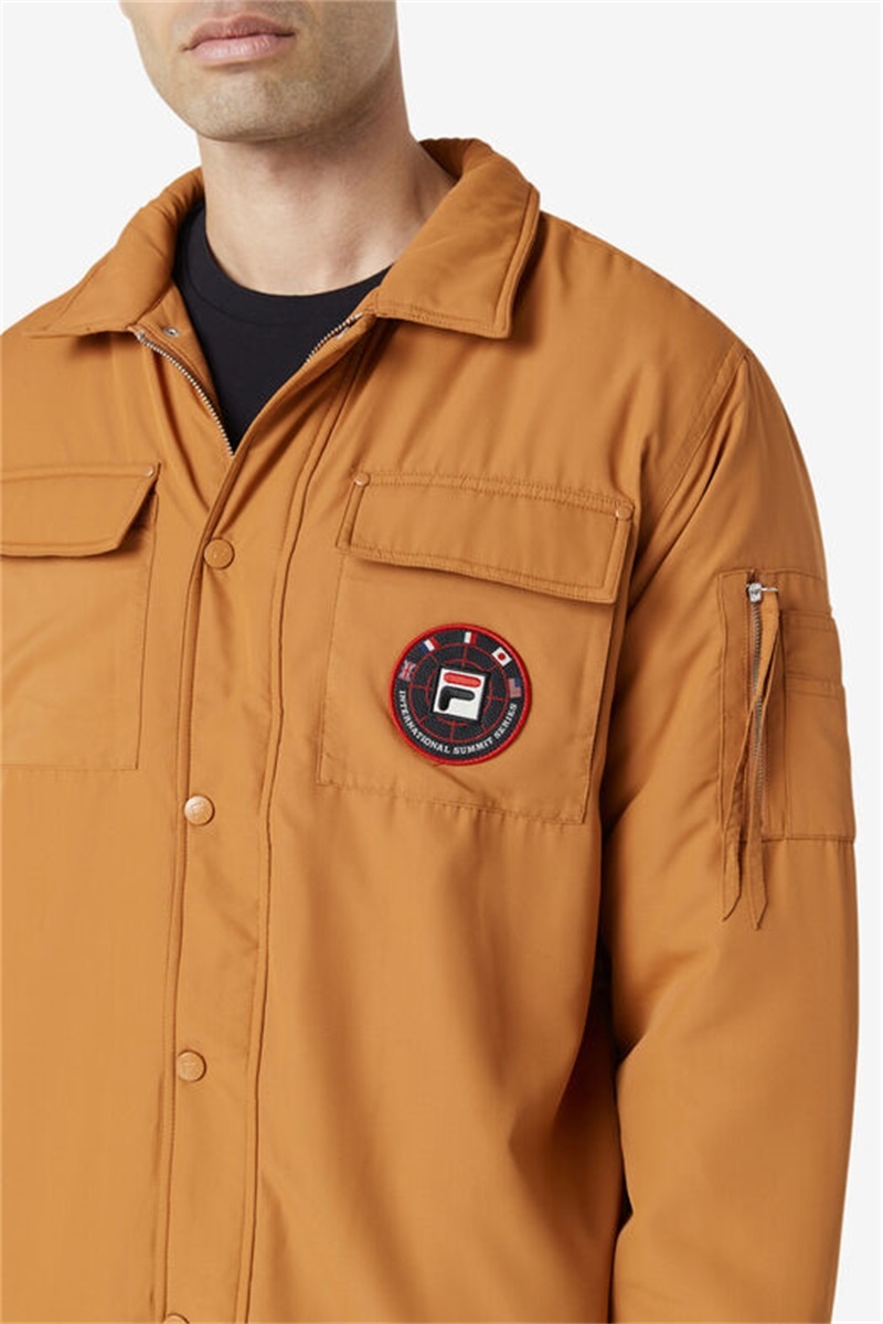 Brown Men's Fila Nile Shacket Windbreaker | Saudi Arabia-817654