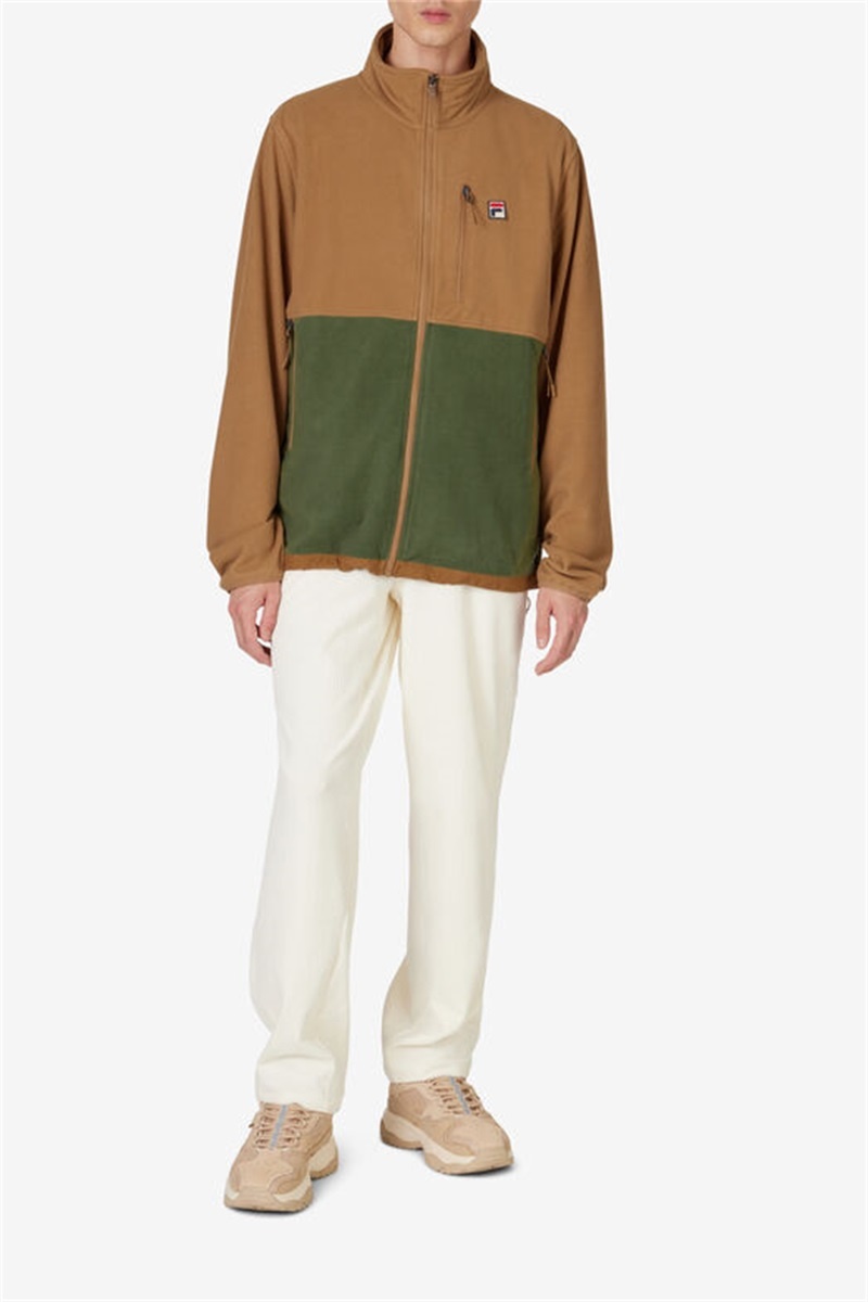 Brown Men's Fila Premium Micro Fleece Jackets | Saudi Arabia-612509