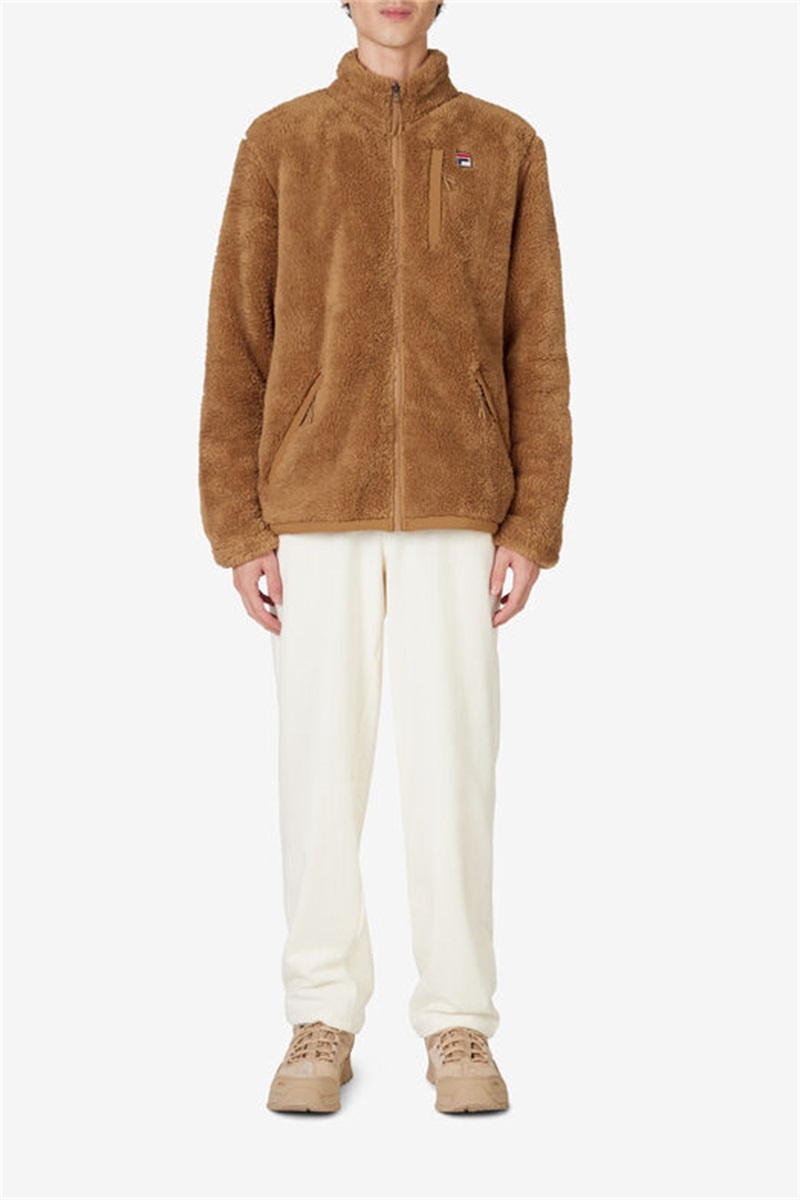 Brown Men's Fila Premium Sherpa Jackets | Saudi Arabia-185279