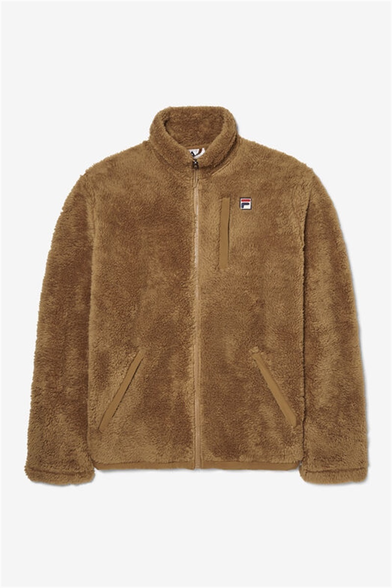 Brown Men\'s Fila Premium Sherpa Jackets | Saudi Arabia-185279