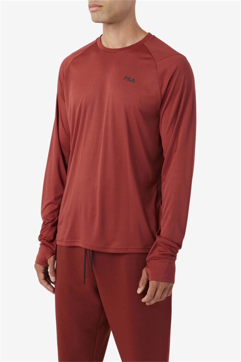 Brown / Black Men's Fila Jazam Long Sleeve Crew Tops | Saudi Arabia-704186