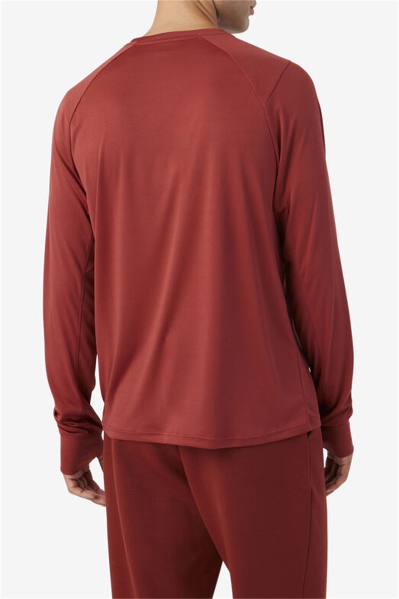 Brown / Black Men's Fila Jazam Long Sleeve Crew Tops | Saudi Arabia-704186