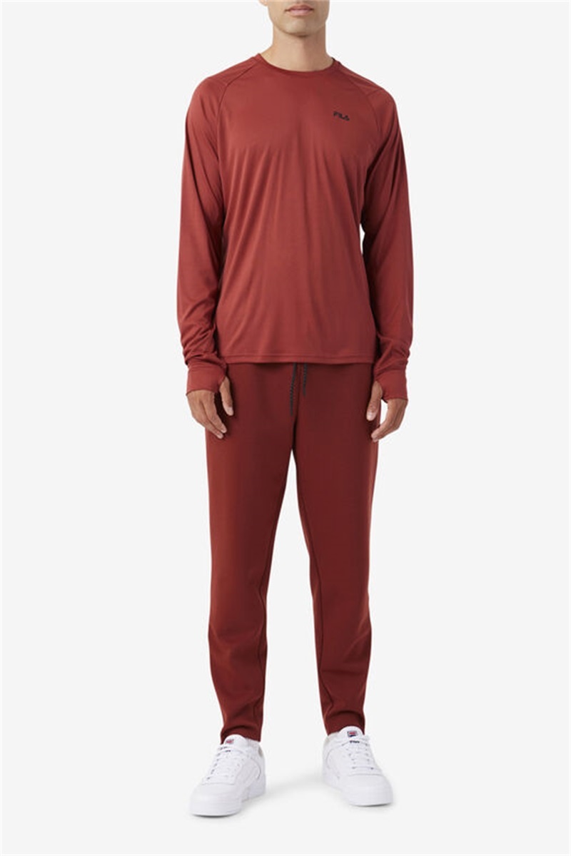 Brown / Black Men's Fila Jazam Long Sleeve Crew Tops | Saudi Arabia-704186