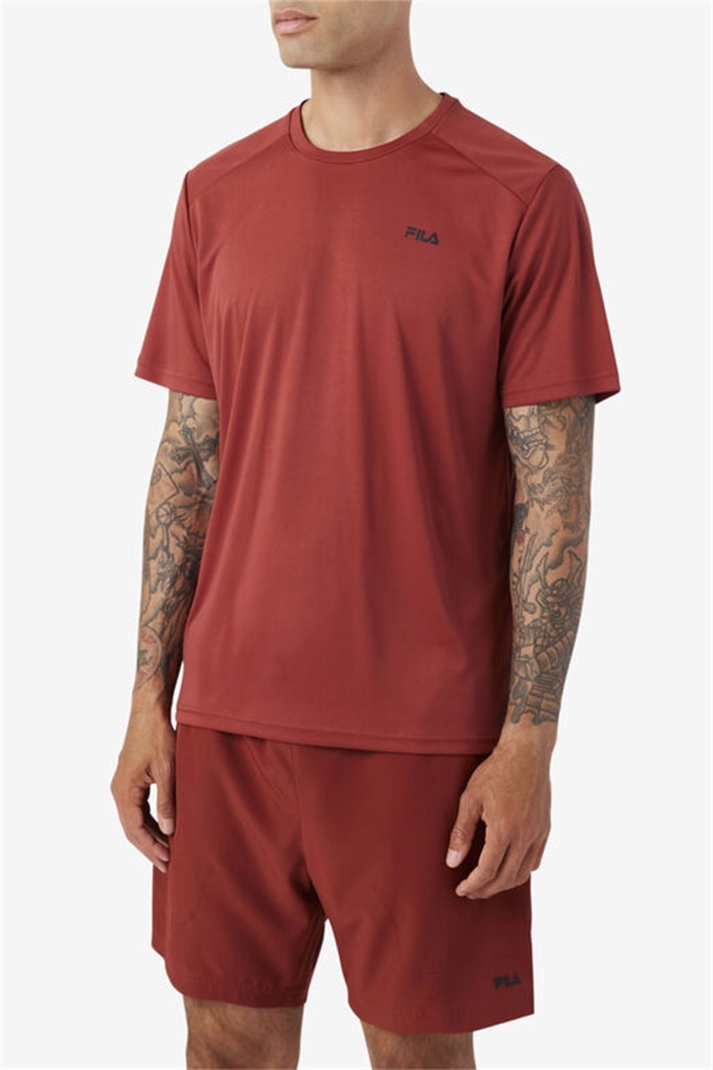 Brown / Black Men's Fila Kaab Crew Tops | Saudi Arabia-301872
