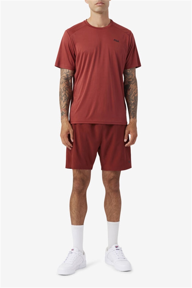 Brown / Black Men's Fila Kaab Crew Tops | Saudi Arabia-301872