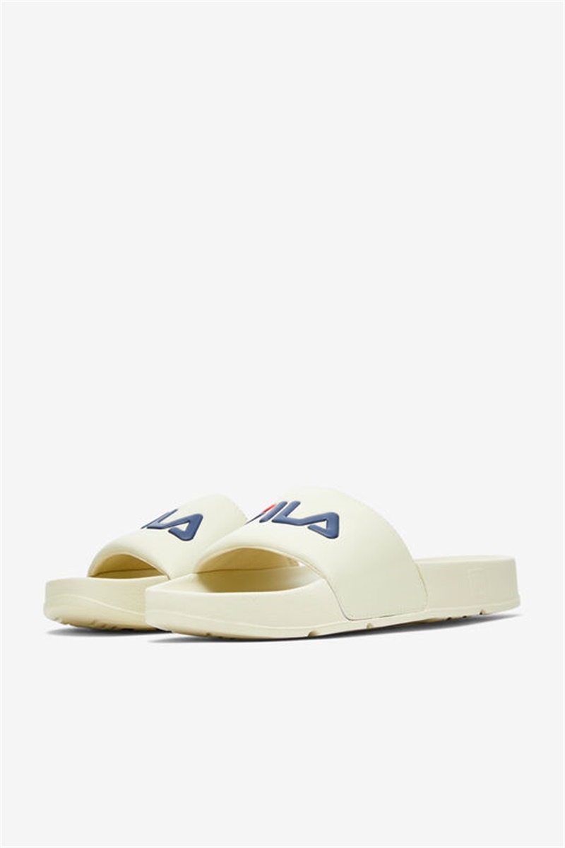Cream / Navy / Red Men's Fila Drifter Slides | Saudi Arabia-695037