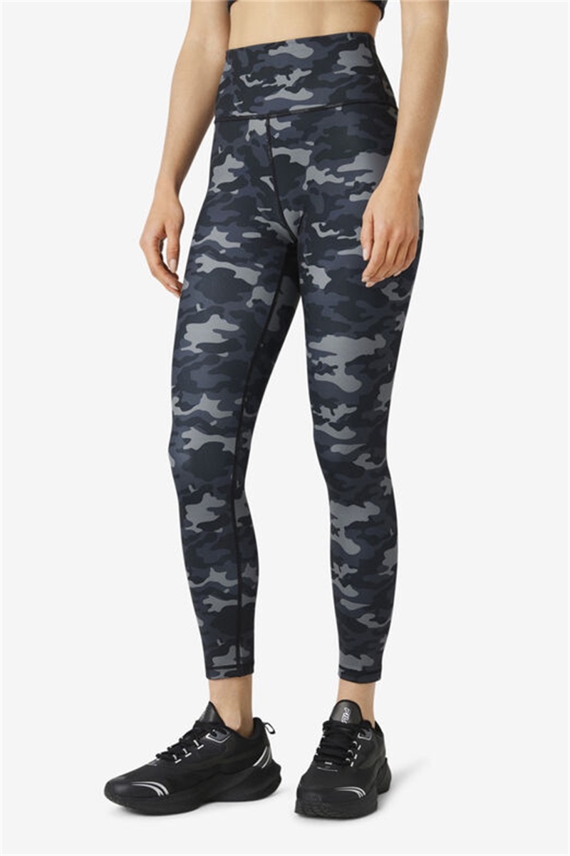 Dark Camo / Black Women's Fila Forza Sleek 7/8 Leggings | Saudi Arabia-740819