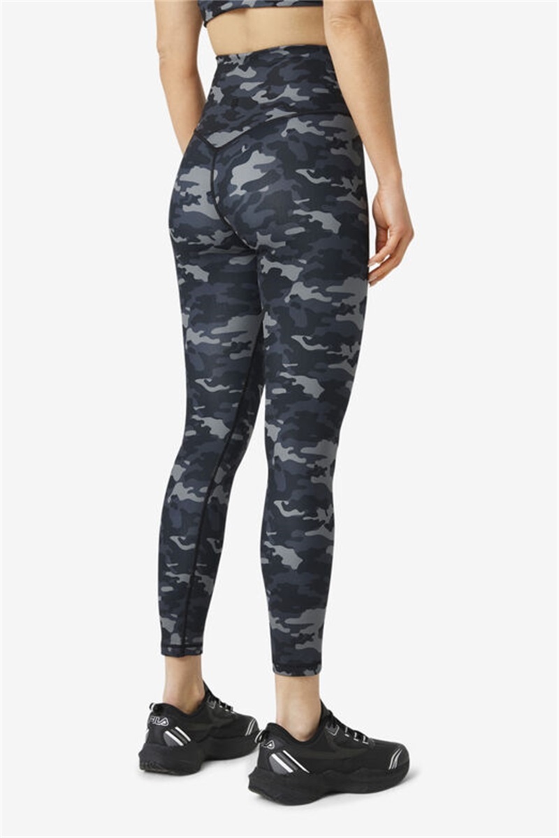 Dark Camo / Black Women's Fila Forza Sleek 7/8 Leggings | Saudi Arabia-740819