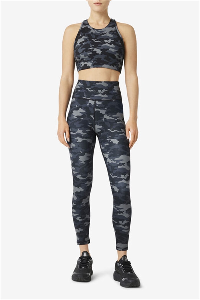 Dark Camo / Black Women's Fila Forza Sleek 7/8 Leggings | Saudi Arabia-740819