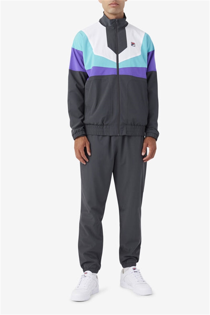 Dark Grey / Purple / White Men's Fila Amar Track Pants | Saudi Arabia-428360