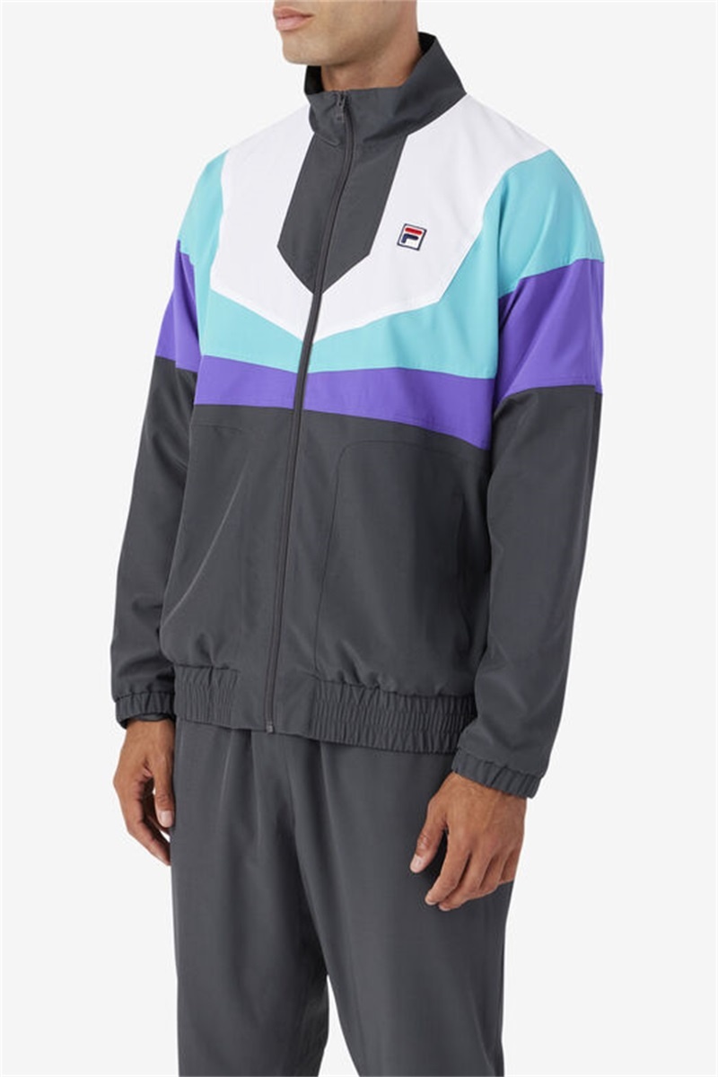 Dark Grey / Purple / White Men's Fila Amar Track Jackets | Saudi Arabia-096512