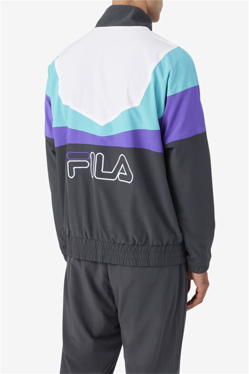 Dark Grey / Purple / White Men's Fila Amar Track Jackets | Saudi Arabia-096512