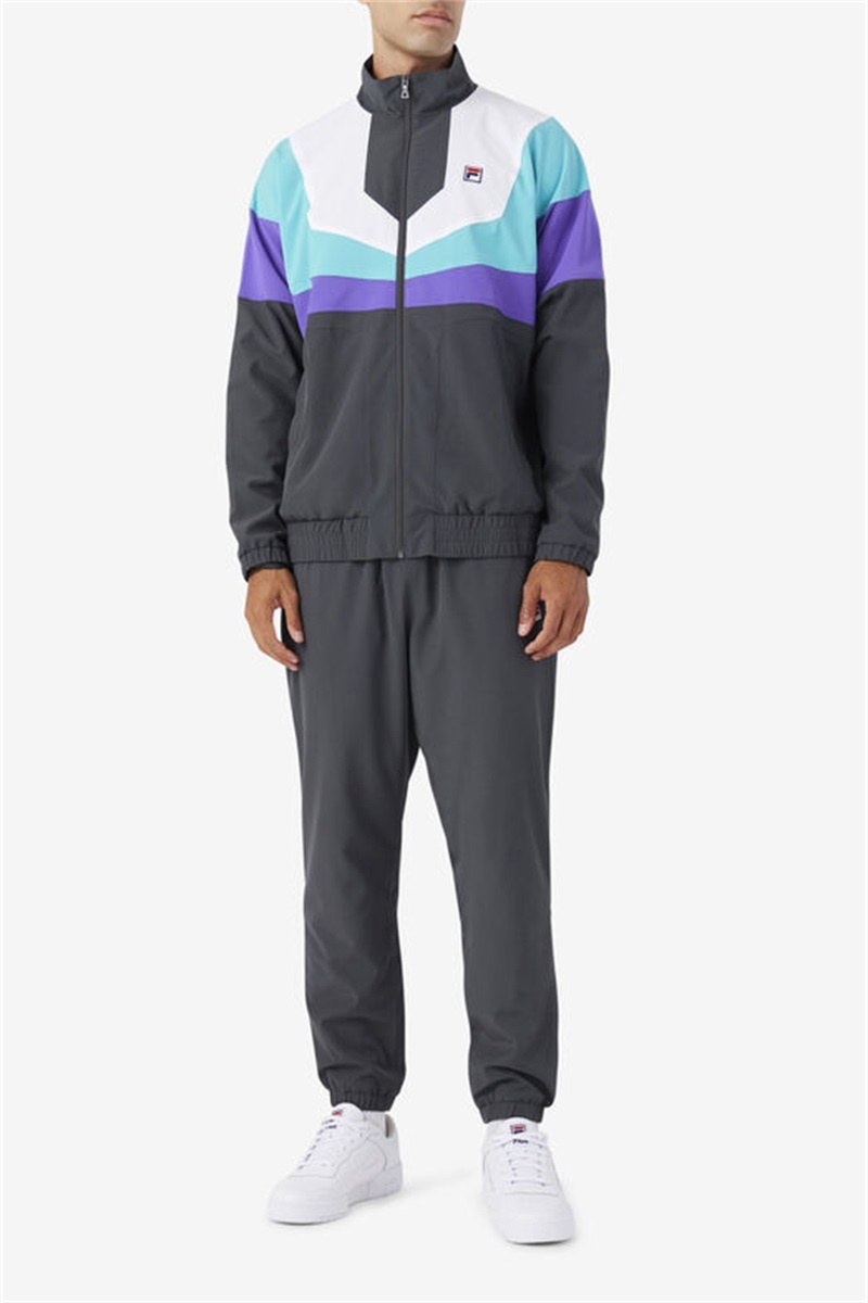 Dark Grey / Purple / White Men's Fila Amar Track Jackets | Saudi Arabia-096512