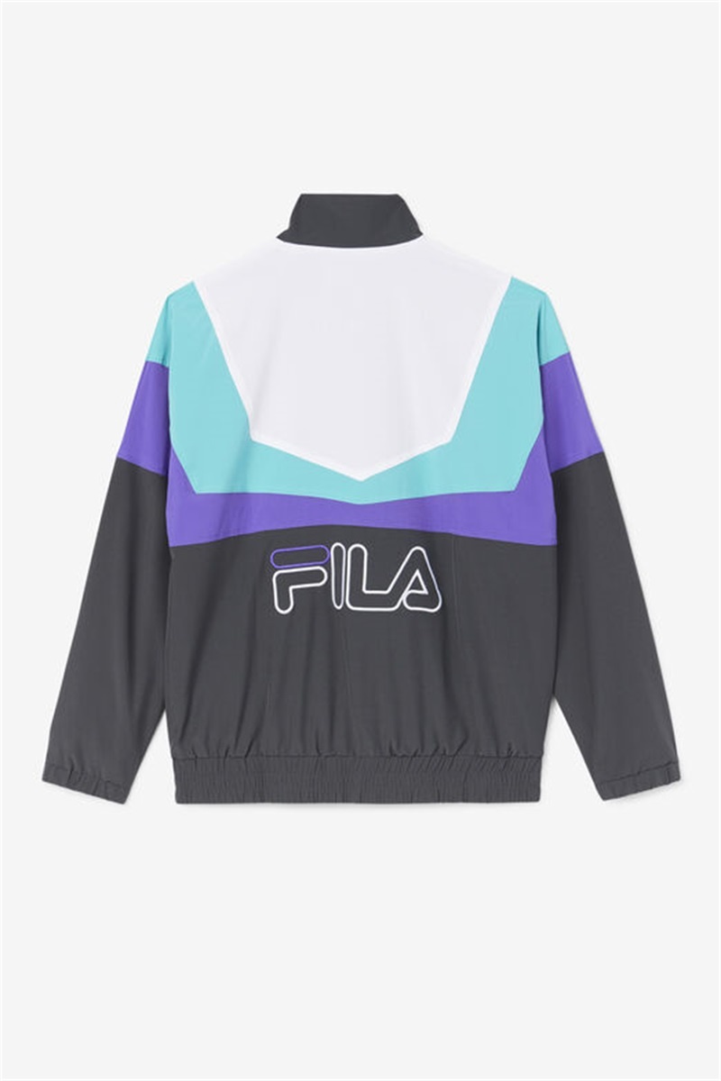 Dark Grey / Purple / White Men's Fila Amar Track Jackets | Saudi Arabia-096512