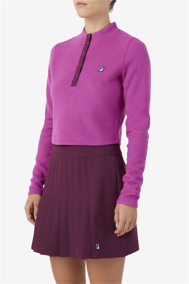 Dark Red Women's Fila Josie Half Zip Tops | Saudi Arabia-153602