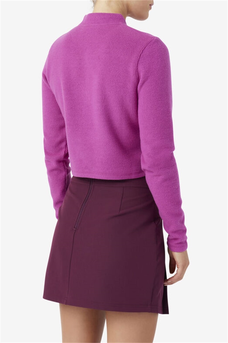 Dark Red Women's Fila Josie Half Zip Tops | Saudi Arabia-153602