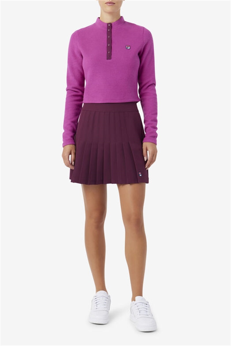 Dark Red Women's Fila Josie Half Zip Tops | Saudi Arabia-153602