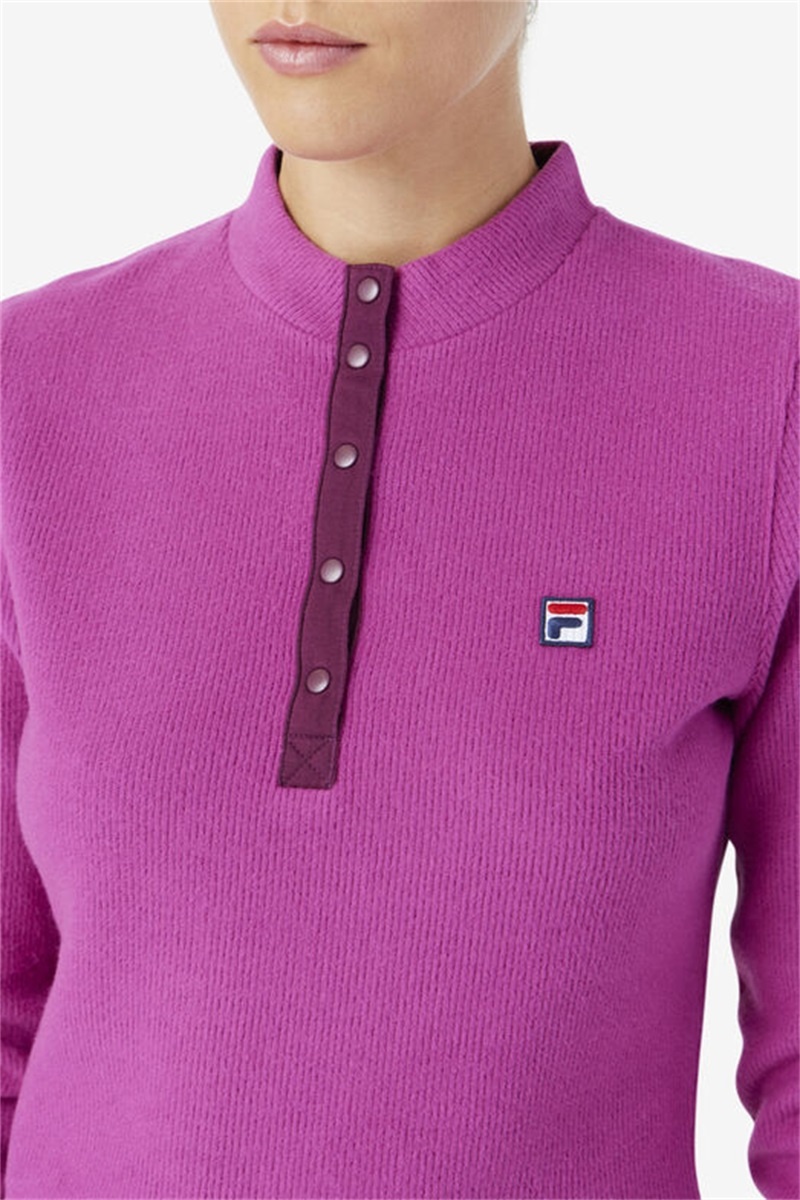 Dark Red Women's Fila Josie Half Zip Tops | Saudi Arabia-153602
