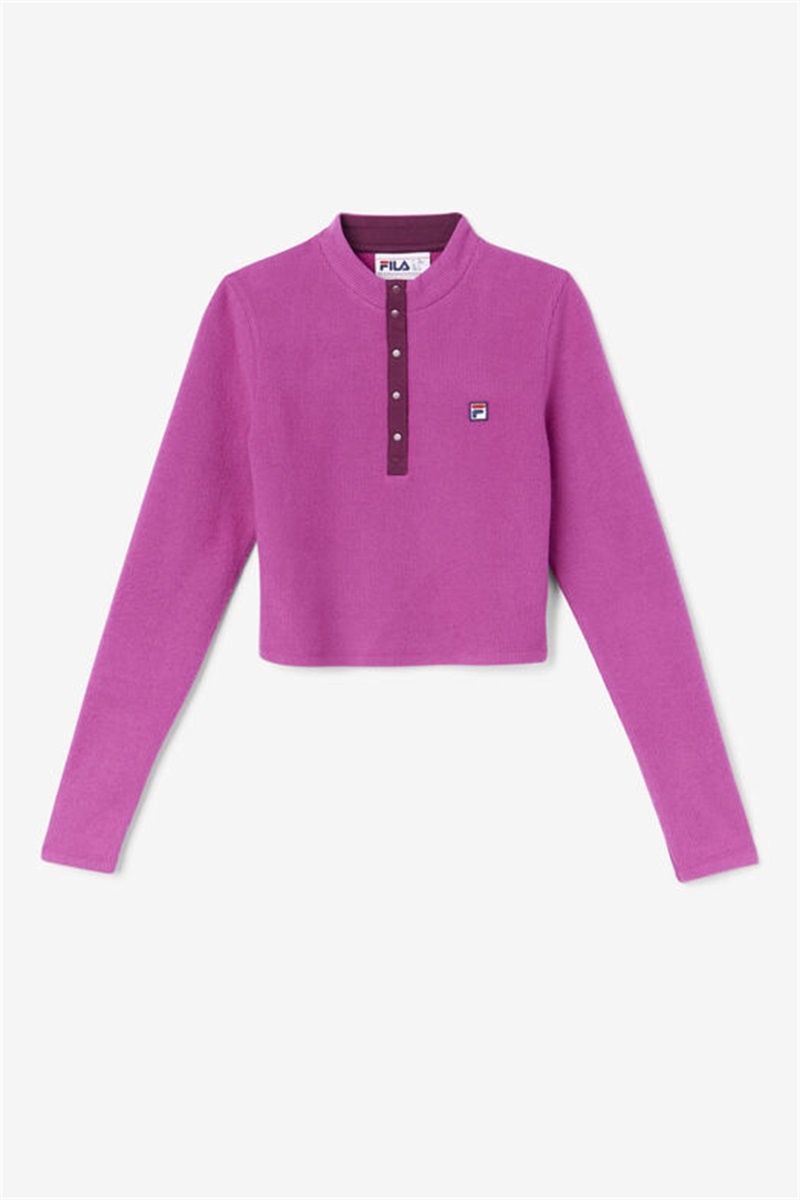 Dark Red Women\'s Fila Josie Half Zip Tops | Saudi Arabia-153602