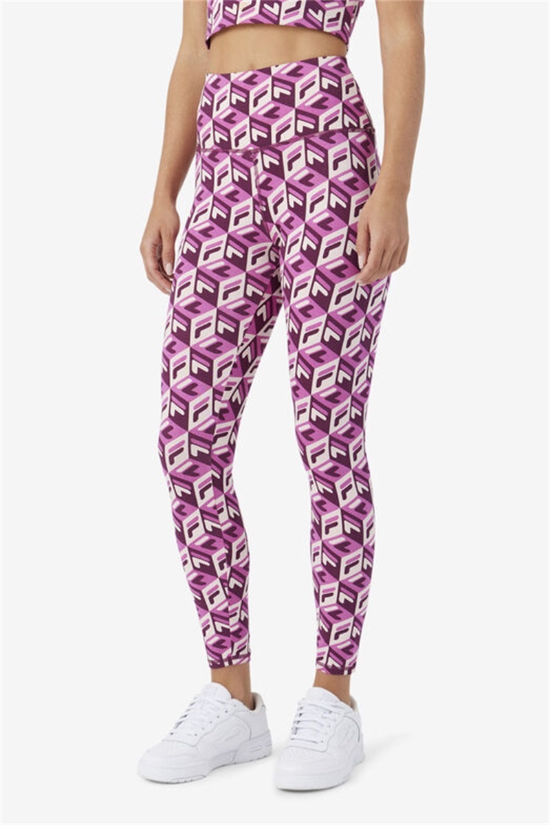 Dark Red / Purple Burgundy Women's Fila Karteras 7/8 Tight | Saudi Arabia-390684