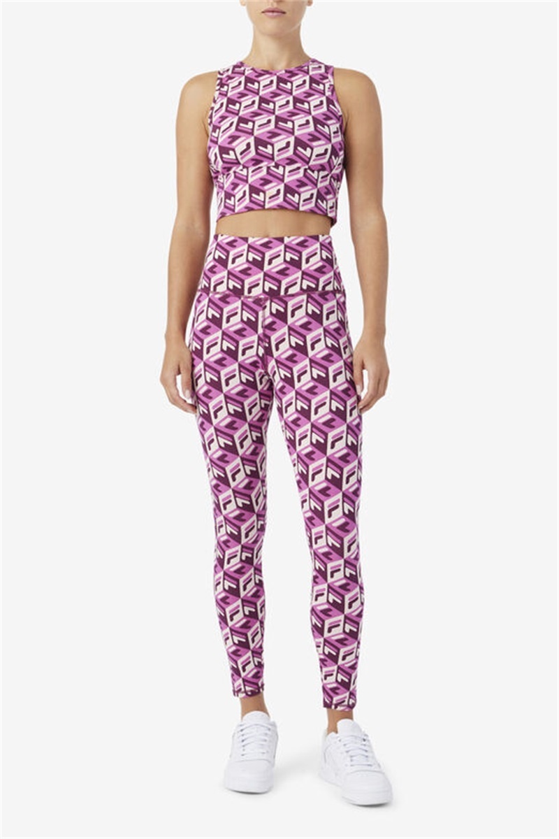 Dark Red / Purple Burgundy Women's Fila Karteras 7/8 Tight | Saudi Arabia-390684