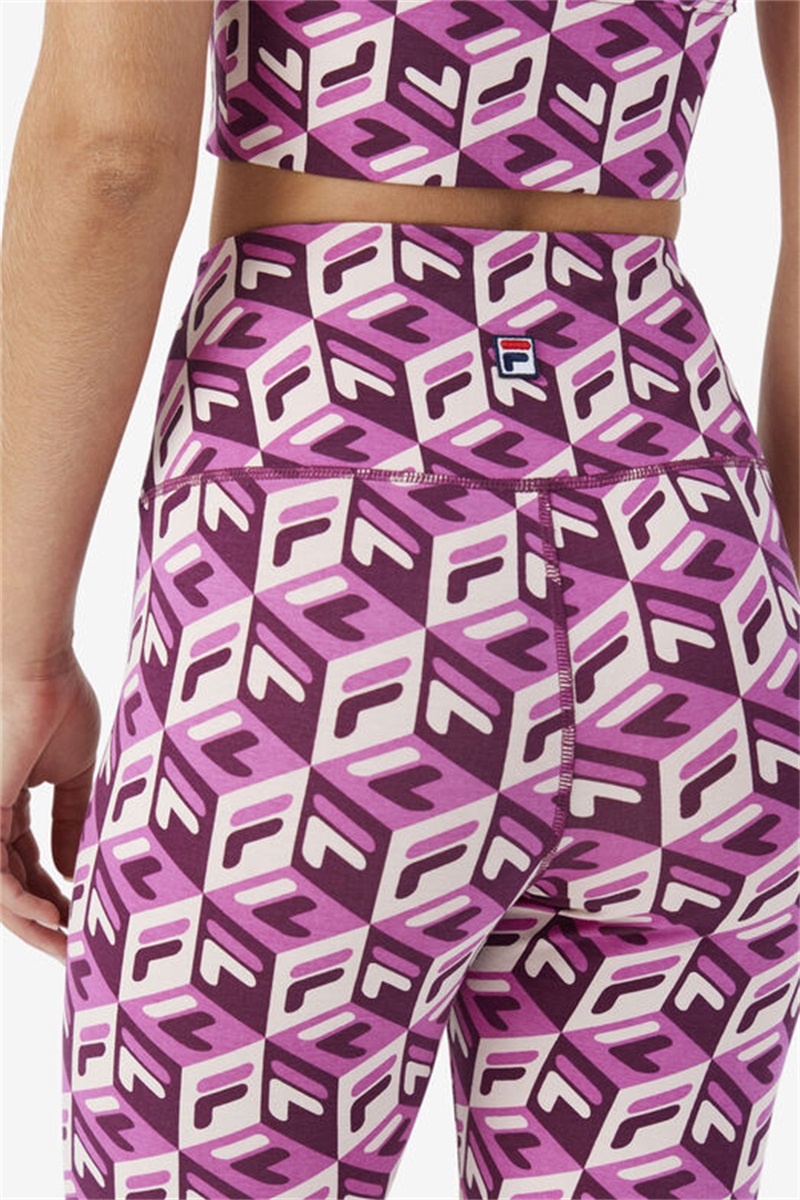 Dark Red / Purple Burgundy Women's Fila Karteras 7/8 Tight | Saudi Arabia-390684