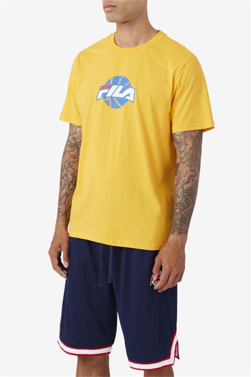 Gold / Red / White / Blue Men's Fila Nomi Tee | Saudi Arabia-953412