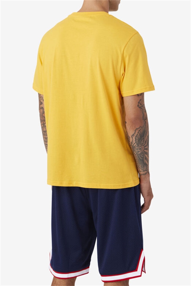 Gold / Red / White / Blue Men's Fila Nomi Tee | Saudi Arabia-953412