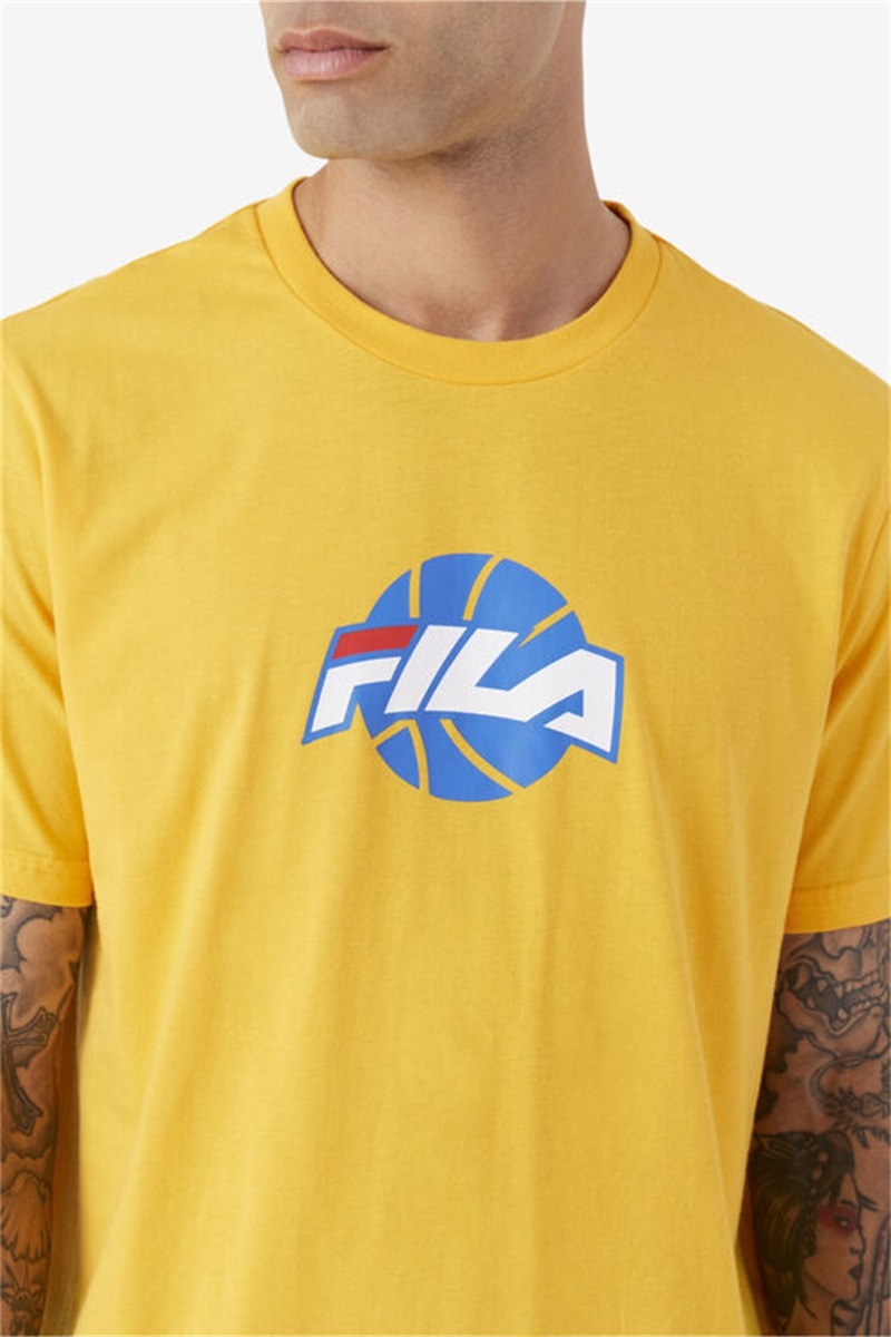 Gold / Red / White / Blue Men's Fila Nomi Tee | Saudi Arabia-953412