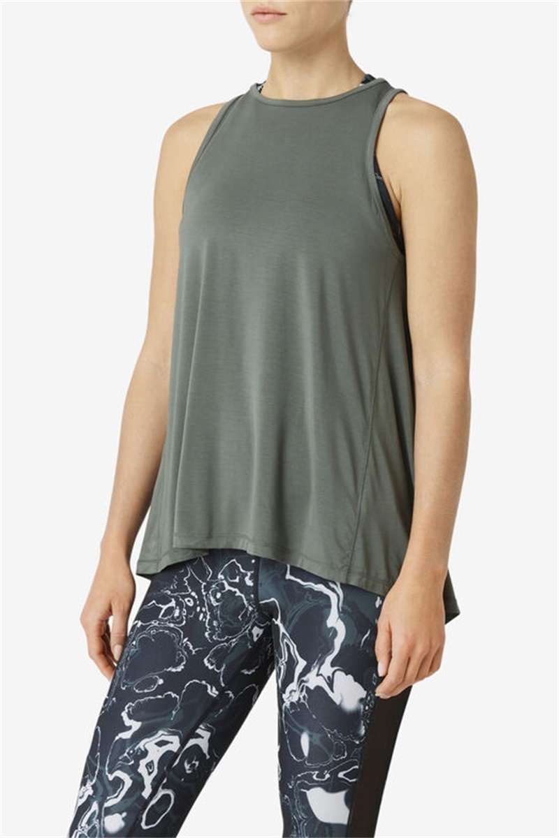 Green Women's Fila Fi-Lux Open Back Tank Top | Saudi Arabia-817493