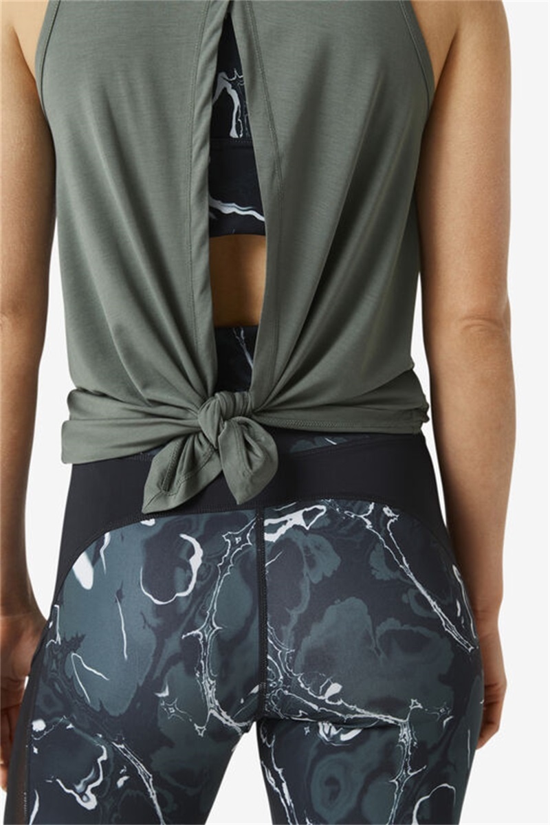 Green Women's Fila Fi-Lux Open Back Tank Top | Saudi Arabia-817493