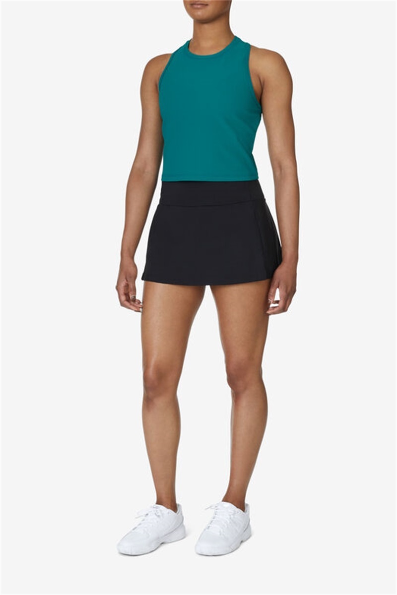 Green Women's Fila Fi-Lux Ribbed Crop Tops | Saudi Arabia-251649