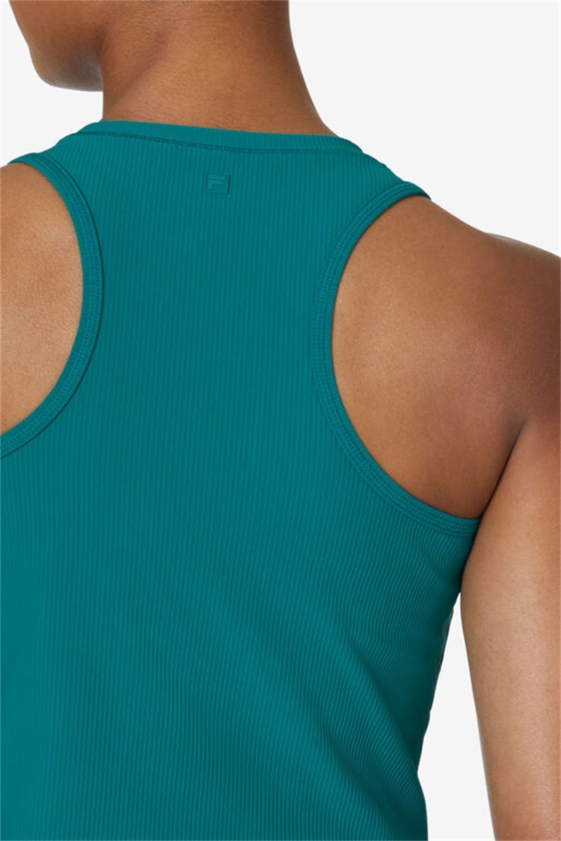 Green Women's Fila Fi-Lux Ribbed Crop Tops | Saudi Arabia-251649
