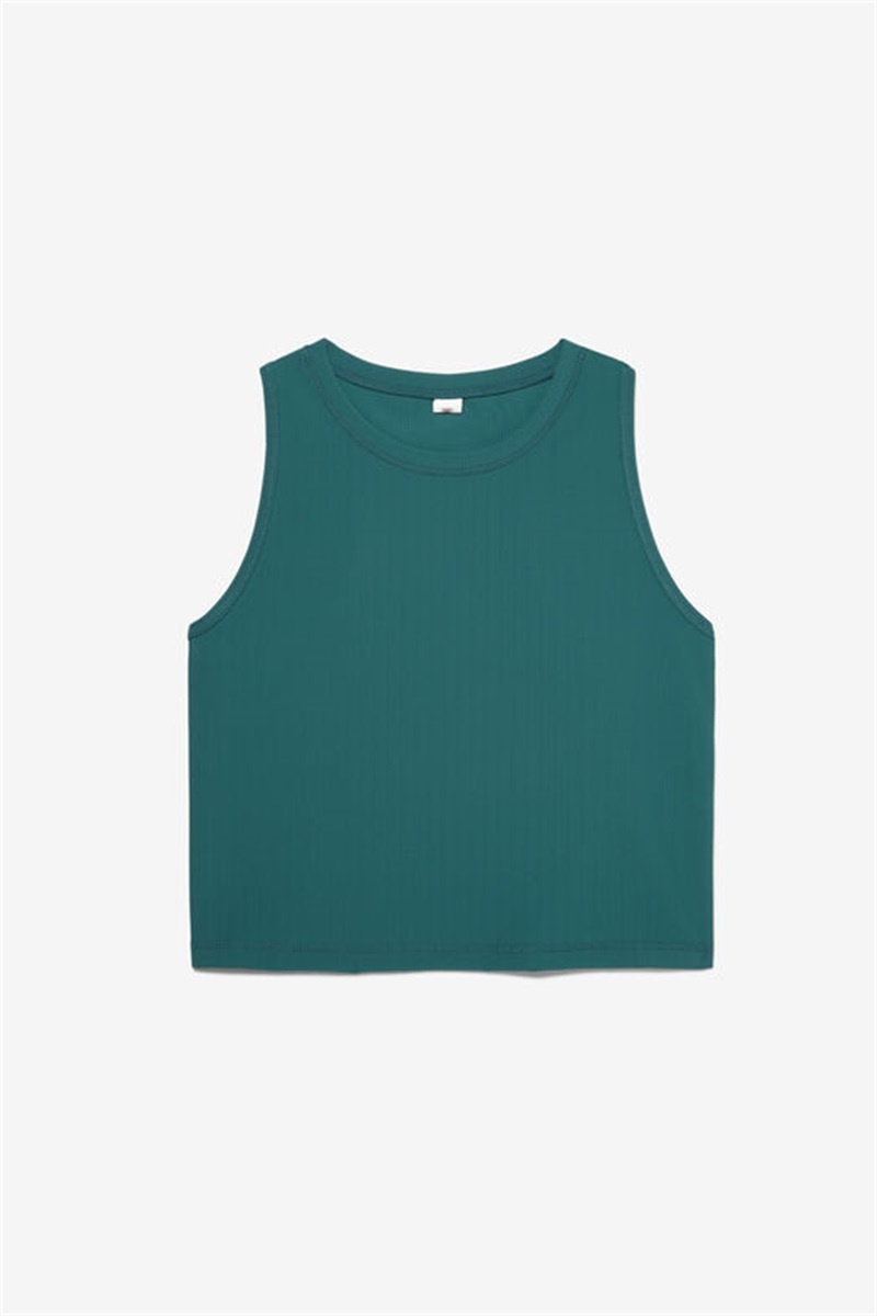 Green Women\'s Fila Fi-Lux Ribbed Crop Tops | Saudi Arabia-251649