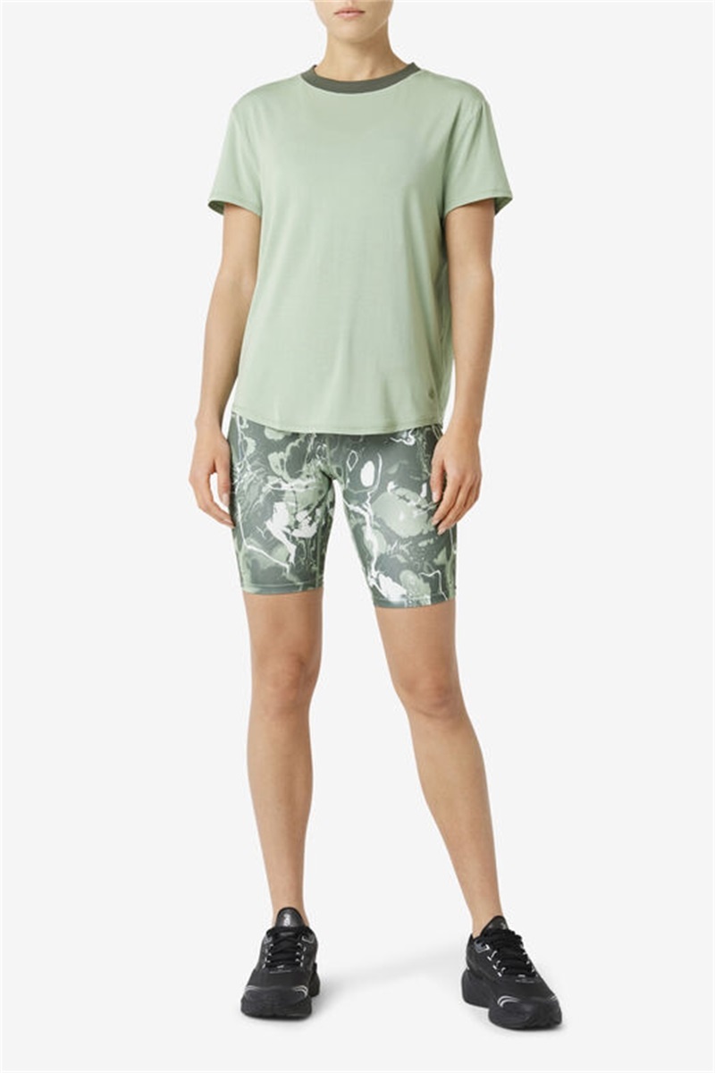 Green Women's Fila Fi-Lux Short Sleeve Tops | Saudi Arabia-601729