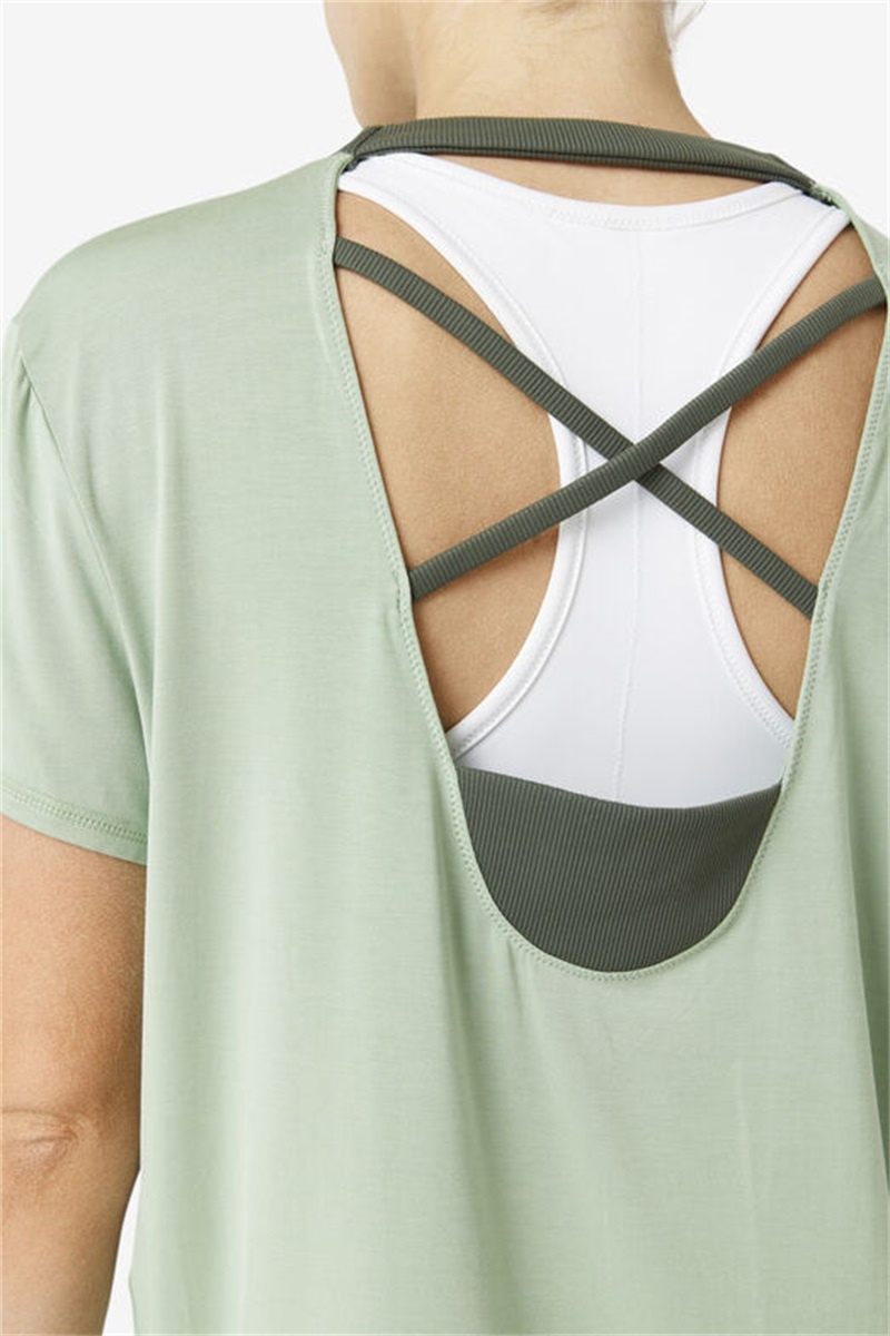 Green Women's Fila Fi-Lux Short Sleeve Tops | Saudi Arabia-601729
