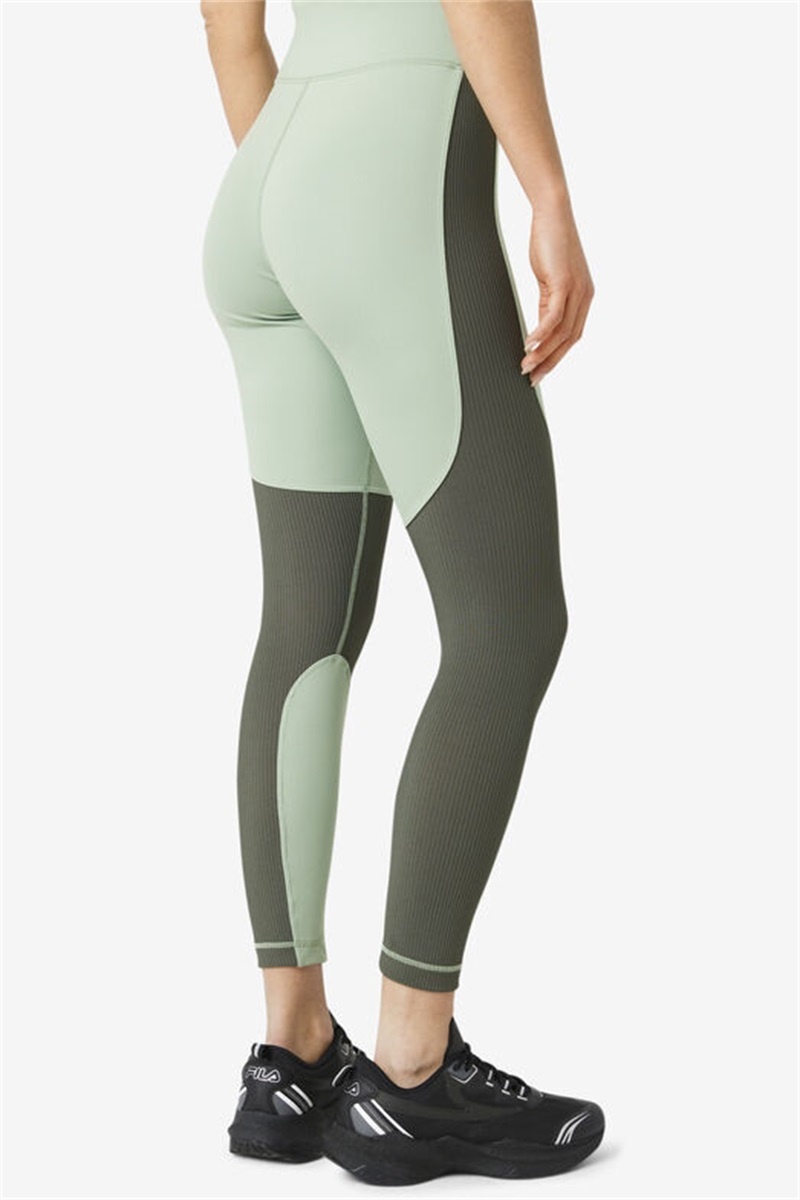 Green Women's Fila Forza Textured Long Leggings | Saudi Arabia-026345