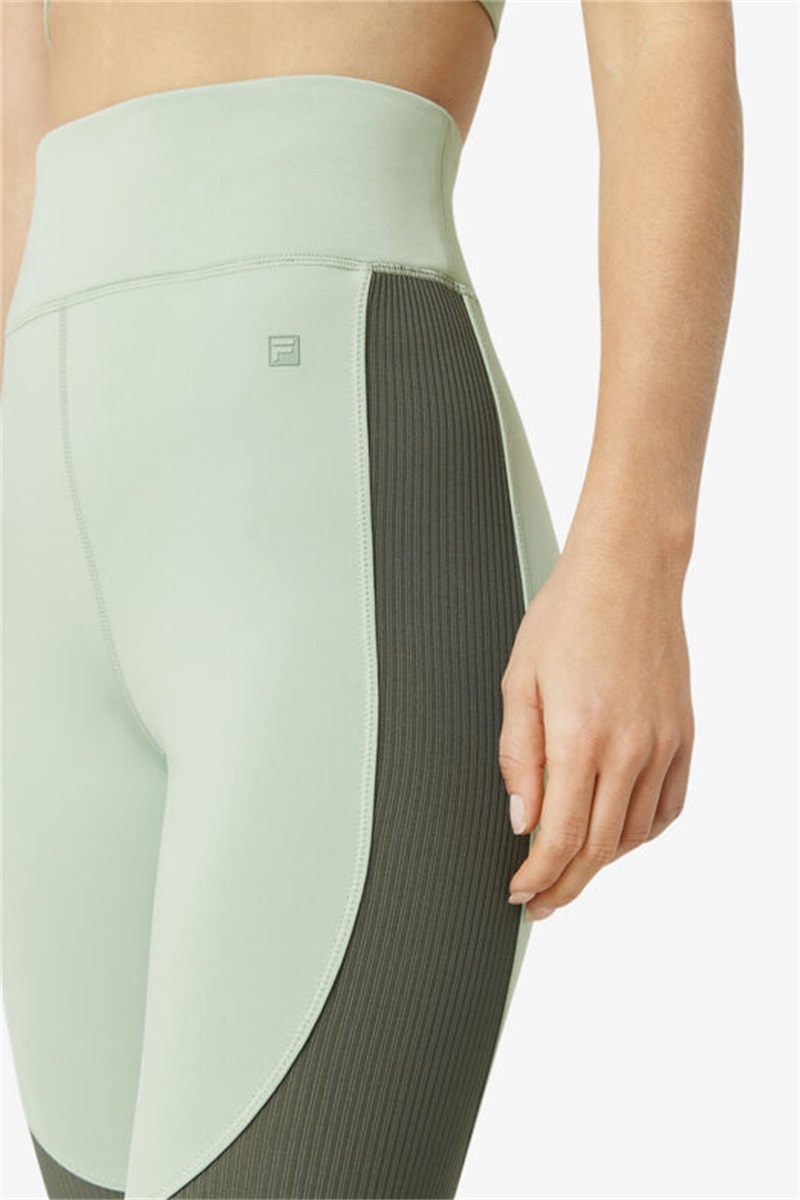Green Women's Fila Forza Textured Long Leggings | Saudi Arabia-026345