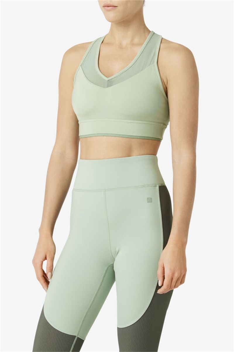 Green Women's Fila Uplift Racerback Top Bras | Saudi Arabia-395624