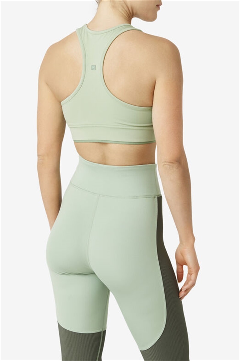 Green Women's Fila Uplift Racerback Top Bras | Saudi Arabia-395624