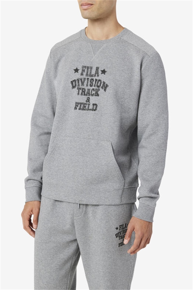 Grey Men's Fila Juddah Crew Sweatshirts | Saudi Arabia-056214