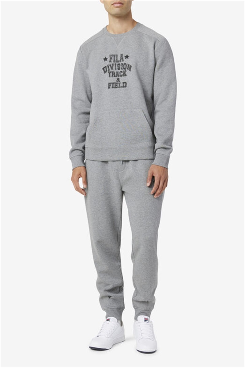 Grey Men's Fila Juddah Crew Sweatshirts | Saudi Arabia-056214