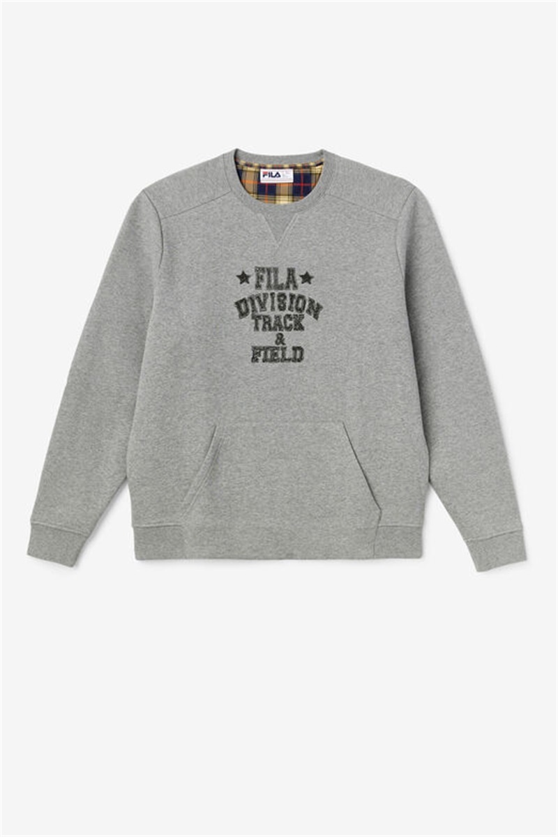Grey Men\'s Fila Juddah Crew Sweatshirts | Saudi Arabia-056214