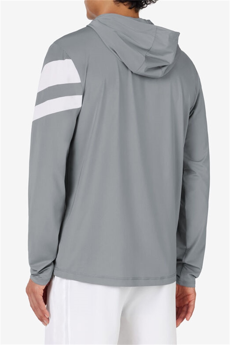 Grey Men's Fila Long Sleeve Hoodie | Saudi Arabia-472105
