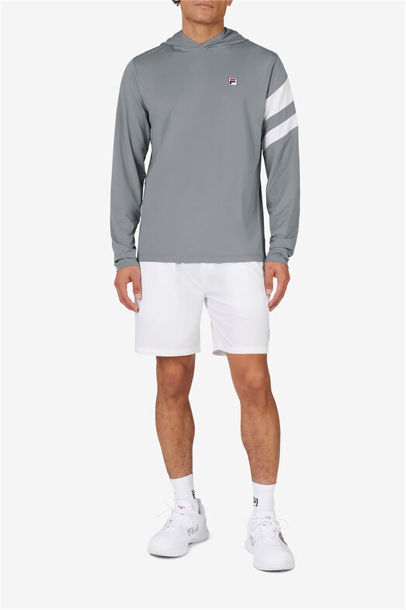 Grey Men's Fila Long Sleeve Hoodie | Saudi Arabia-472105